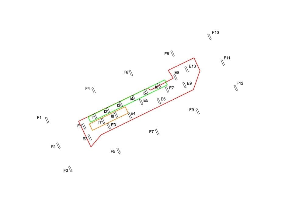 Schema con la posizione delle stazioni di campionamento